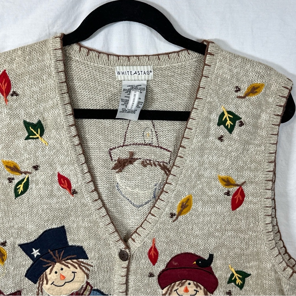 White Stag Kids Pumpkin Patch Vest - Cream and Orange SZ L - Picture 2 of 9